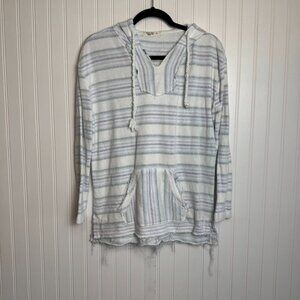 Ron Jon white striped oversized pullover hoodie womens size small O51